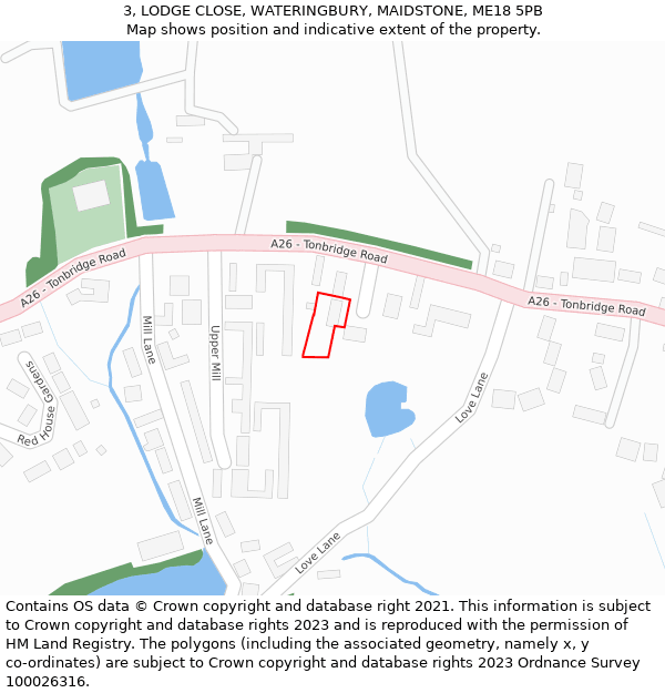 3, LODGE CLOSE, WATERINGBURY, MAIDSTONE, ME18 5PB: Location map and indicative extent of plot