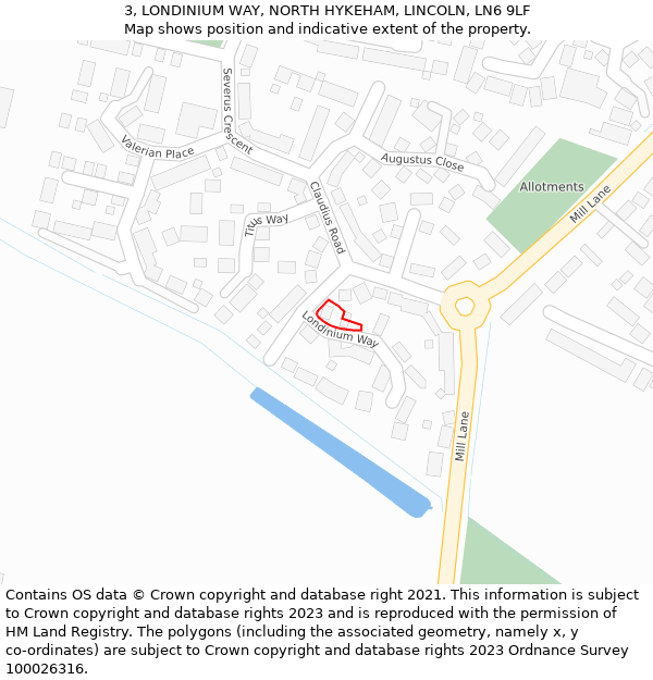 3, LONDINIUM WAY, NORTH HYKEHAM, LINCOLN, LN6 9LF: Location map and indicative extent of plot