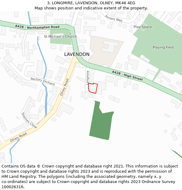 3, LONGMIRE, LAVENDON, OLNEY, MK46 4EG: Location map and indicative extent of plot