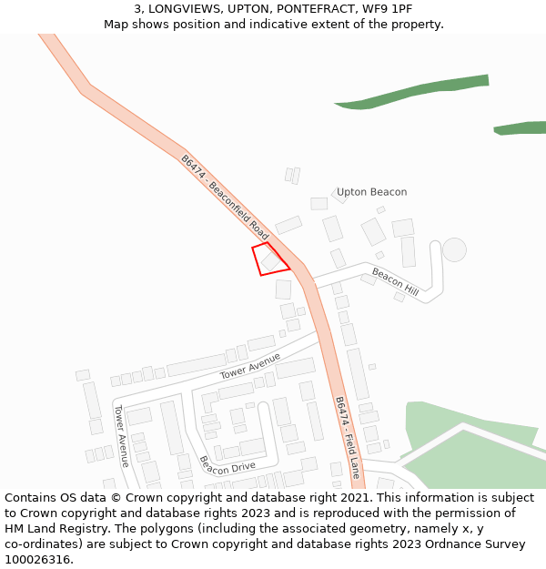 3, LONGVIEWS, UPTON, PONTEFRACT, WF9 1PF: Location map and indicative extent of plot