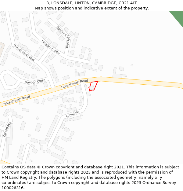 3, LONSDALE, LINTON, CAMBRIDGE, CB21 4LT: Location map and indicative extent of plot