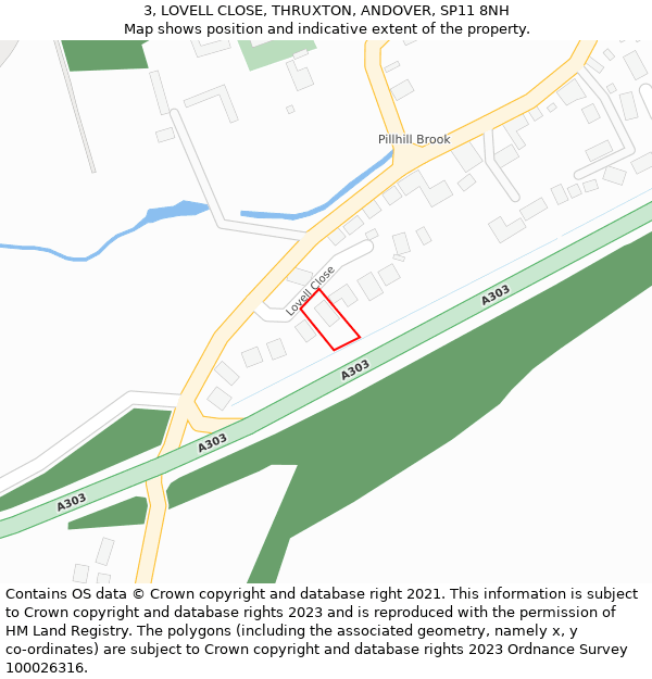 3, LOVELL CLOSE, THRUXTON, ANDOVER, SP11 8NH: Location map and indicative extent of plot