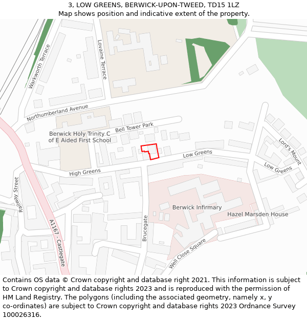 3, LOW GREENS, BERWICK-UPON-TWEED, TD15 1LZ: Location map and indicative extent of plot