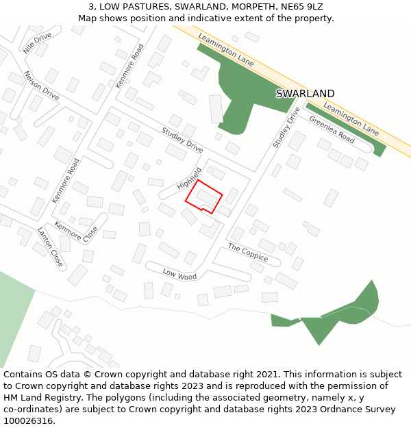 3, LOW PASTURES, SWARLAND, MORPETH, NE65 9LZ: Location map and indicative extent of plot