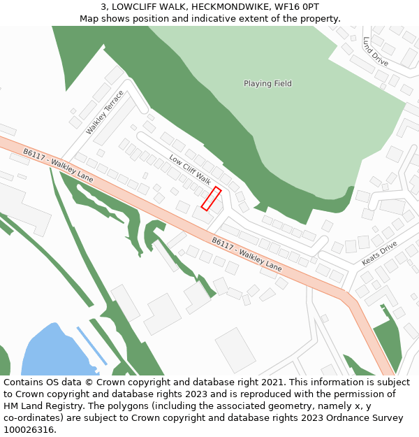 3, LOWCLIFF WALK, HECKMONDWIKE, WF16 0PT: Location map and indicative extent of plot
