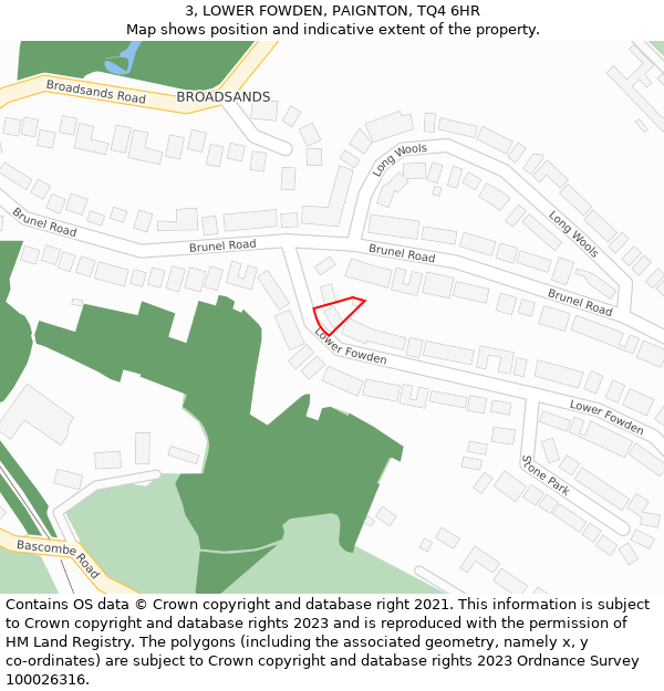 3, LOWER FOWDEN, PAIGNTON, TQ4 6HR: Location map and indicative extent of plot