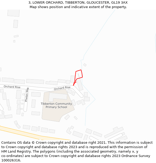 3, LOWER ORCHARD, TIBBERTON, GLOUCESTER, GL19 3AX: Location map and indicative extent of plot