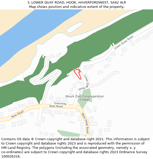 3, LOWER QUAY ROAD, HOOK, HAVERFORDWEST, SA62 4LR: Location map and indicative extent of plot