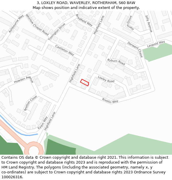 3, LOXLEY ROAD, WAVERLEY, ROTHERHAM, S60 8AW: Location map and indicative extent of plot