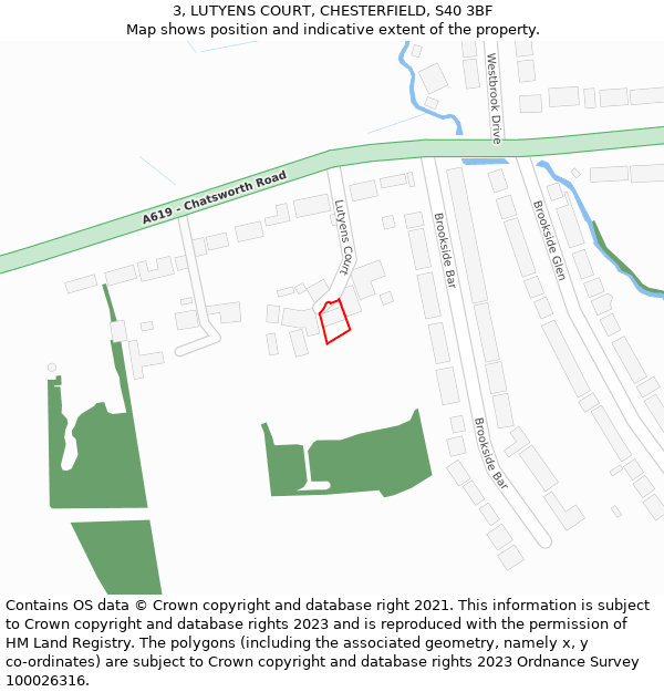 3, LUTYENS COURT, CHESTERFIELD, S40 3BF: Location map and indicative extent of plot