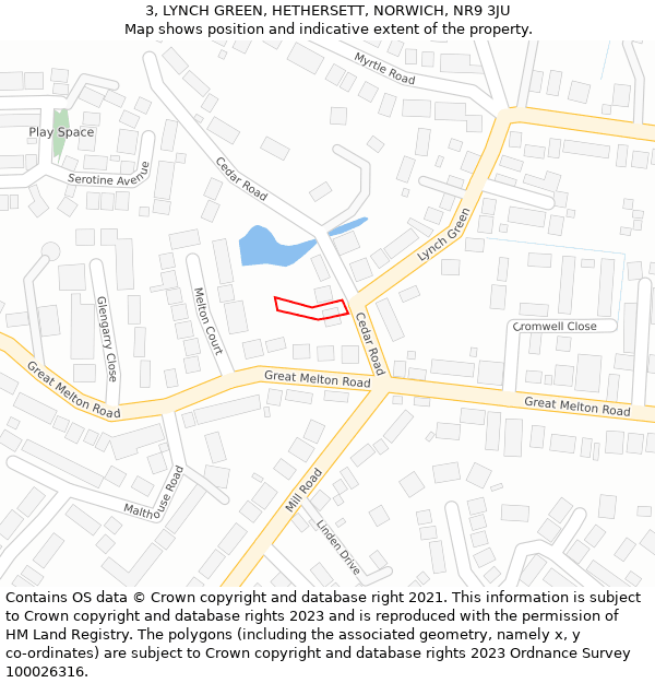 3, LYNCH GREEN, HETHERSETT, NORWICH, NR9 3JU: Location map and indicative extent of plot