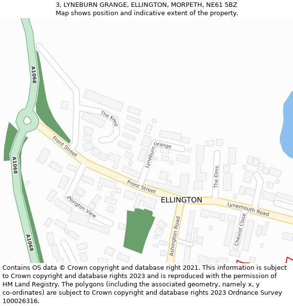 3, LYNEBURN GRANGE, ELLINGTON, MORPETH, NE61 5BZ: Location map and indicative extent of plot