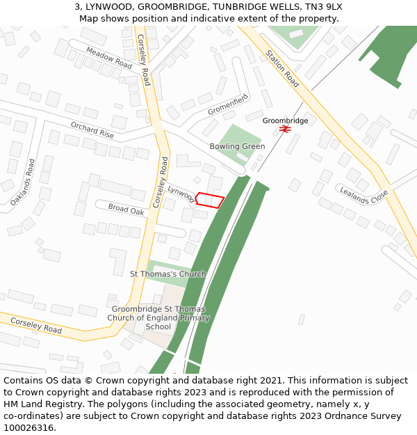 3, LYNWOOD, GROOMBRIDGE, TUNBRIDGE WELLS, TN3 9LX: Location map and indicative extent of plot