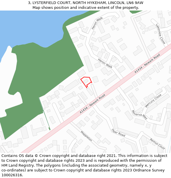 3, LYSTERFIELD COURT, NORTH HYKEHAM, LINCOLN, LN6 9AW: Location map and indicative extent of plot