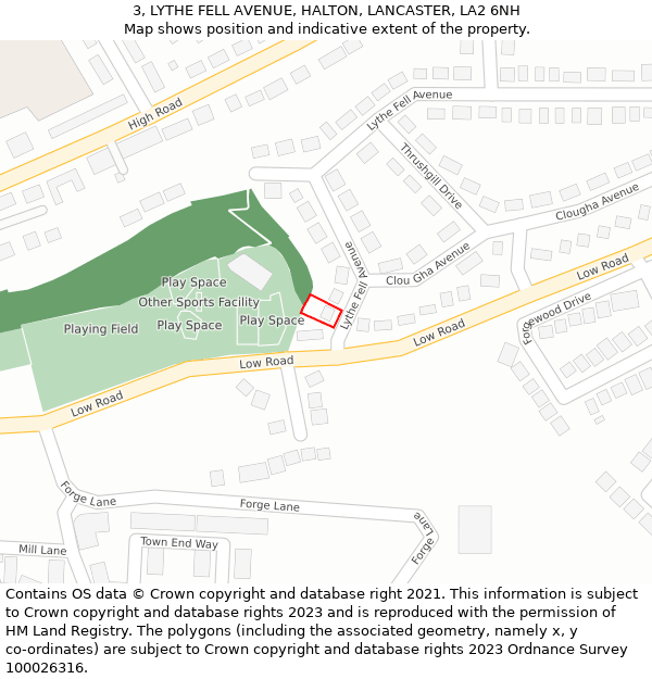 3, LYTHE FELL AVENUE, HALTON, LANCASTER, LA2 6NH: Location map and indicative extent of plot