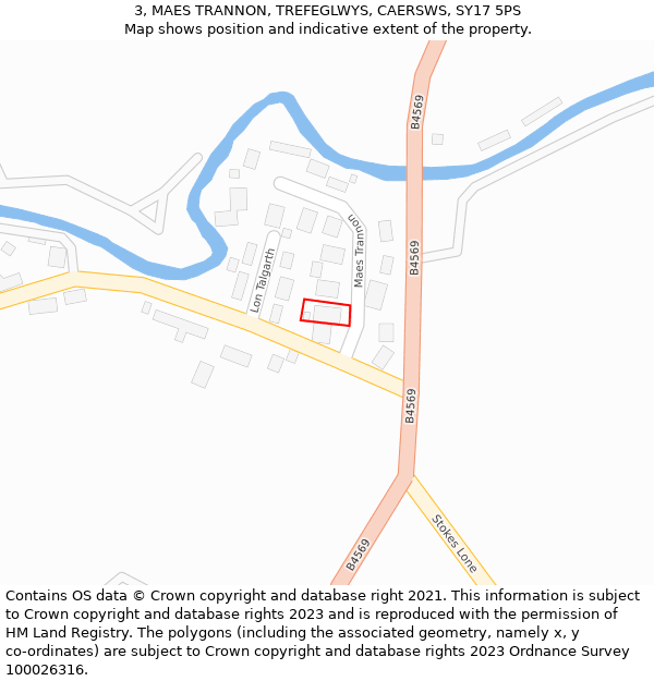 3, MAES TRANNON, TREFEGLWYS, CAERSWS, SY17 5PS: Location map and indicative extent of plot