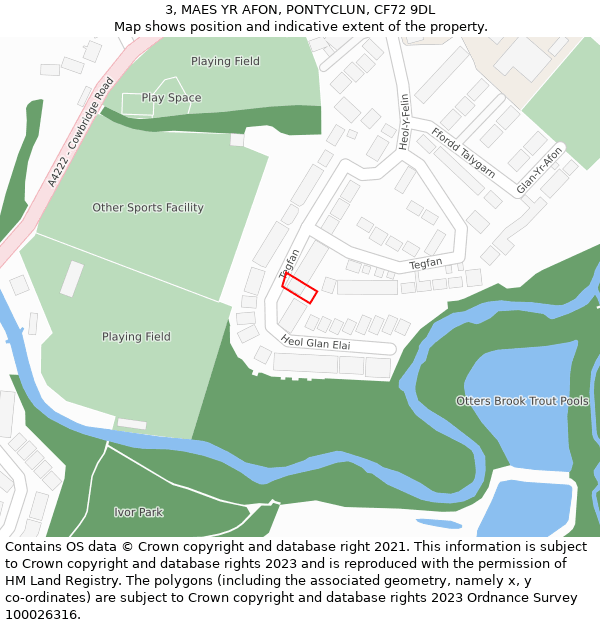 3, MAES YR AFON, PONTYCLUN, CF72 9DL: Location map and indicative extent of plot