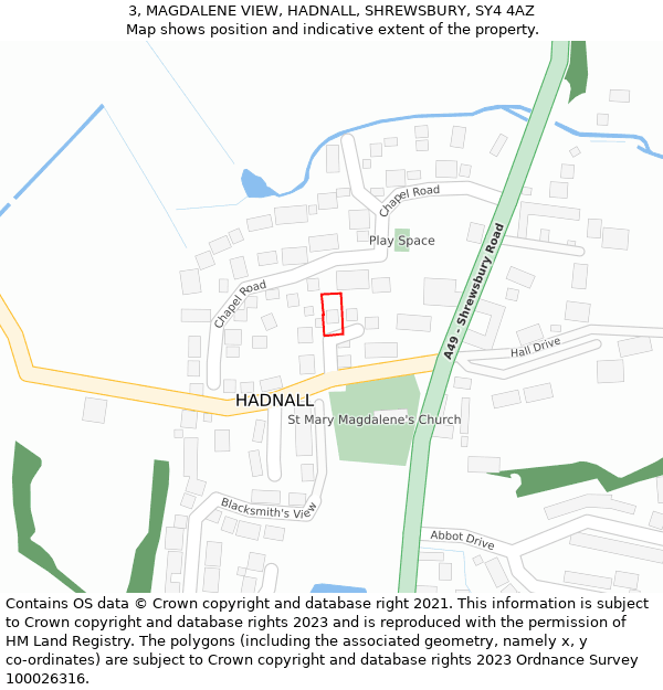 3, MAGDALENE VIEW, HADNALL, SHREWSBURY, SY4 4AZ: Location map and indicative extent of plot