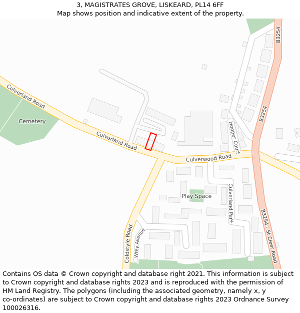 3, MAGISTRATES GROVE, LISKEARD, PL14 6FF: Location map and indicative extent of plot