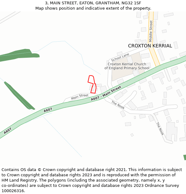 3, MAIN STREET, EATON, GRANTHAM, NG32 1SF: Location map and indicative extent of plot