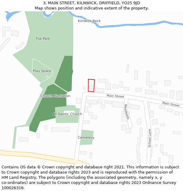 3, MAIN STREET, KILNWICK, DRIFFIELD, YO25 9JD: Location map and indicative extent of plot