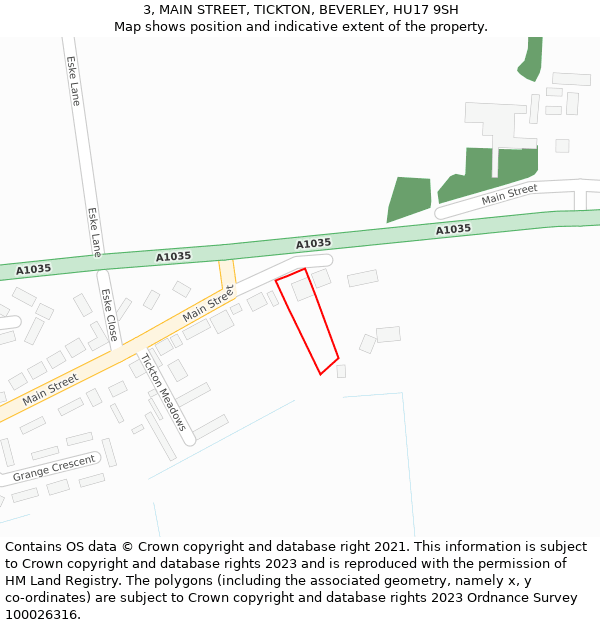 3, MAIN STREET, TICKTON, BEVERLEY, HU17 9SH: Location map and indicative extent of plot