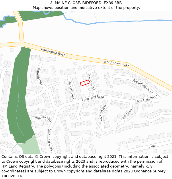3, MAINE CLOSE, BIDEFORD, EX39 3RR: Location map and indicative extent of plot