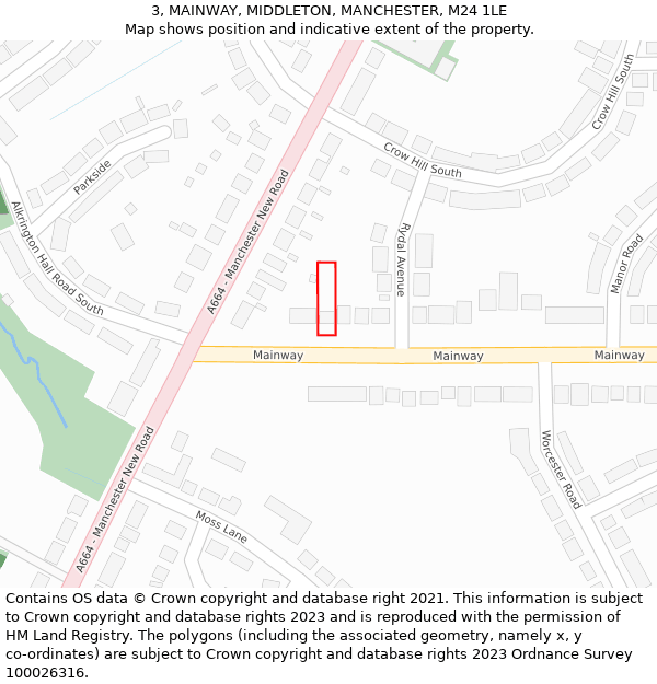 3, MAINWAY, MIDDLETON, MANCHESTER, M24 1LE: Location map and indicative extent of plot