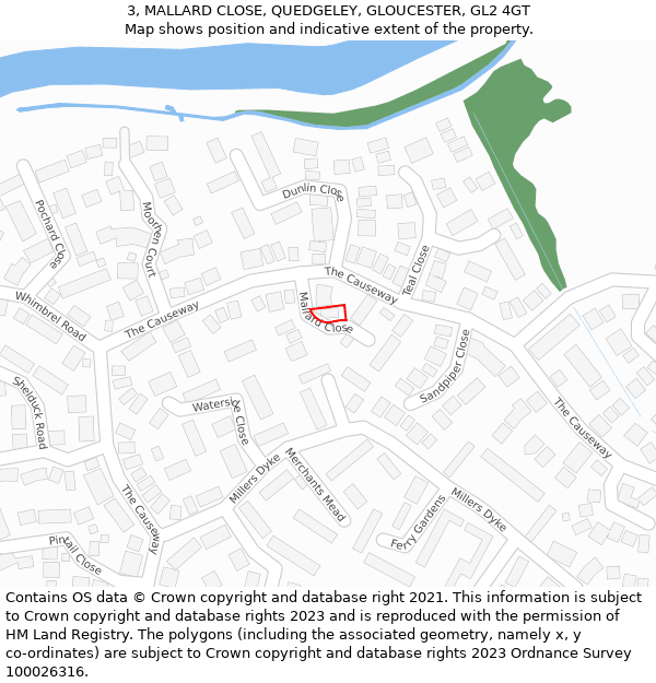 3, MALLARD CLOSE, QUEDGELEY, GLOUCESTER, GL2 4GT: Location map and indicative extent of plot