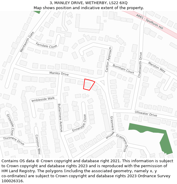 3, MANLEY DRIVE, WETHERBY, LS22 6XQ: Location map and indicative extent of plot