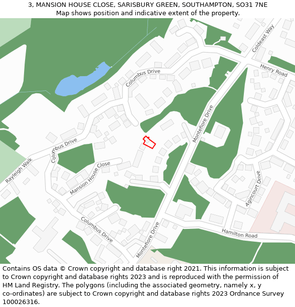 3, MANSION HOUSE CLOSE, SARISBURY GREEN, SOUTHAMPTON, SO31 7NE: Location map and indicative extent of plot