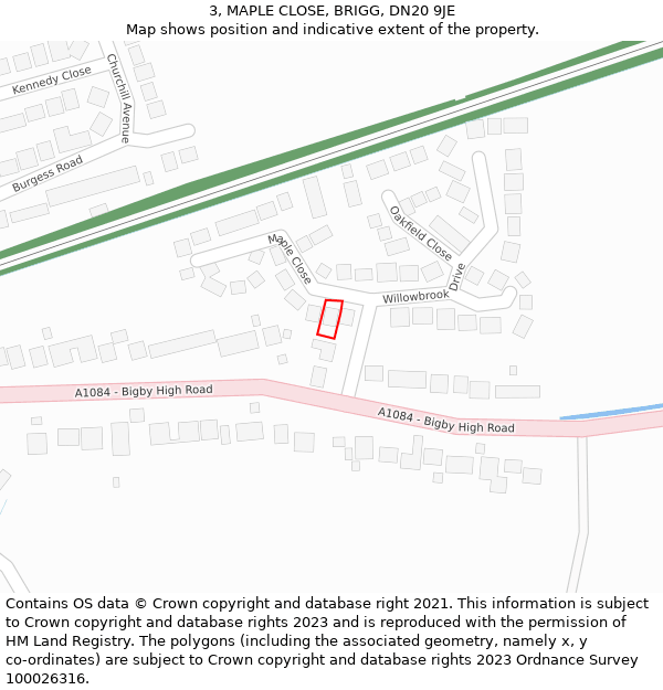 3, MAPLE CLOSE, BRIGG, DN20 9JE: Location map and indicative extent of plot