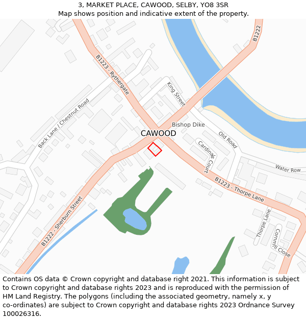 3, MARKET PLACE, CAWOOD, SELBY, YO8 3SR: Location map and indicative extent of plot