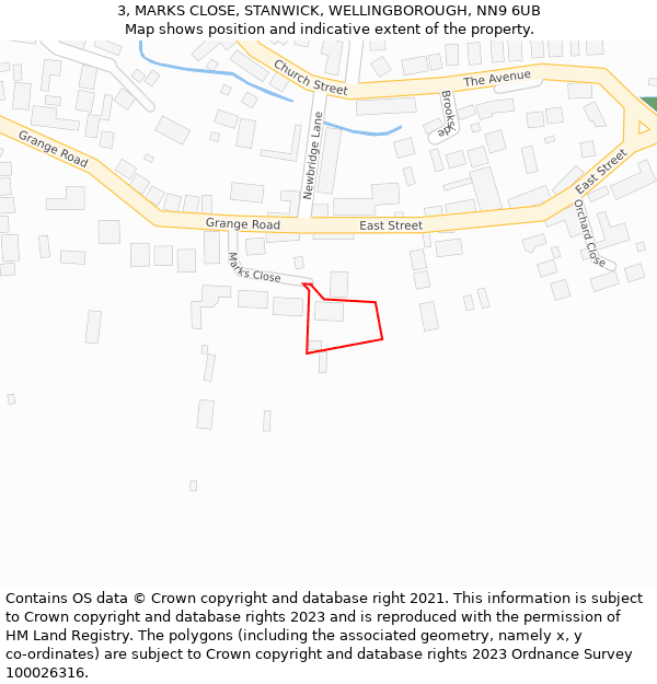 3, MARKS CLOSE, STANWICK, WELLINGBOROUGH, NN9 6UB: Location map and indicative extent of plot