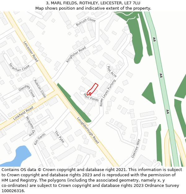 3, MARL FIELDS, ROTHLEY, LEICESTER, LE7 7LU: Location map and indicative extent of plot