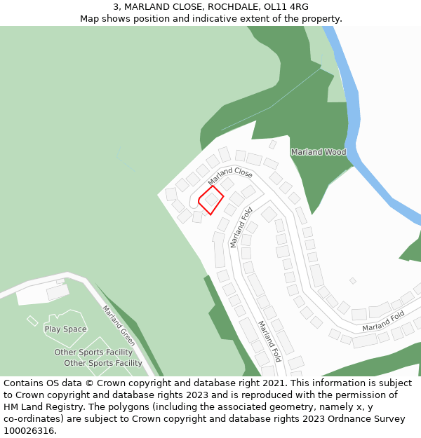 3, MARLAND CLOSE, ROCHDALE, OL11 4RG: Location map and indicative extent of plot