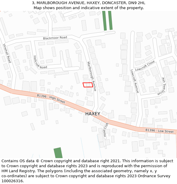 3, MARLBOROUGH AVENUE, HAXEY, DONCASTER, DN9 2HL: Location map and indicative extent of plot