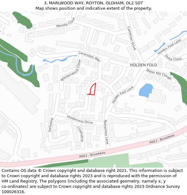 3, MARLWOOD WAY, ROYTON, OLDHAM, OL2 5DT: Location map and indicative extent of plot