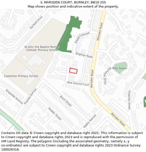 3, MARSDEN COURT, BURNLEY, BB10 2SS: Location map and indicative extent of plot