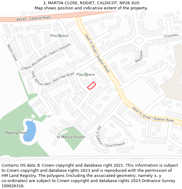 3, MARTIN CLOSE, ROGIET, CALDICOT, NP26 3UG: Location map and indicative extent of plot