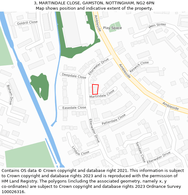 3, MARTINDALE CLOSE, GAMSTON, NOTTINGHAM, NG2 6PN: Location map and indicative extent of plot