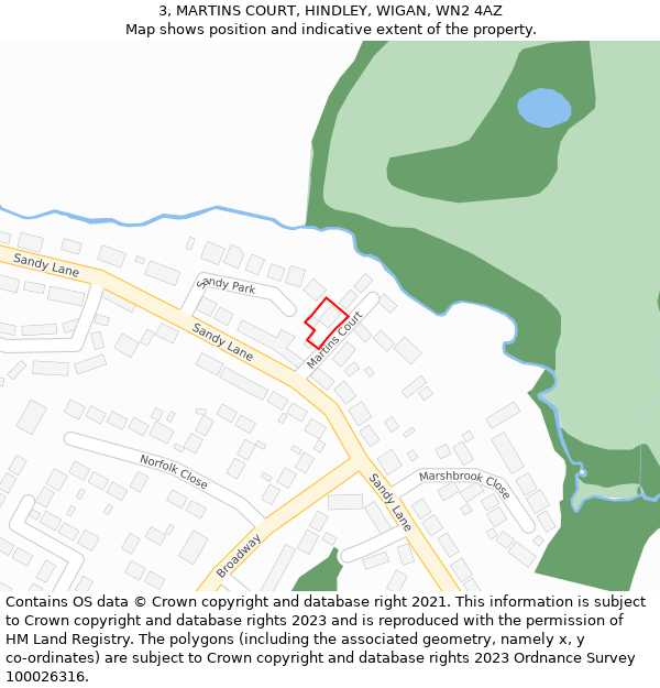 3, MARTINS COURT, HINDLEY, WIGAN, WN2 4AZ: Location map and indicative extent of plot