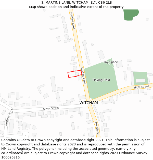 3, MARTINS LANE, WITCHAM, ELY, CB6 2LB: Location map and indicative extent of plot