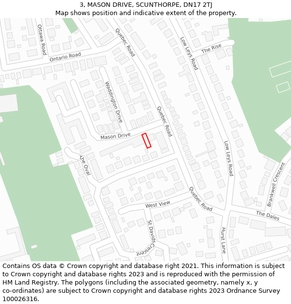 3, MASON DRIVE, SCUNTHORPE, DN17 2TJ: Location map and indicative extent of plot