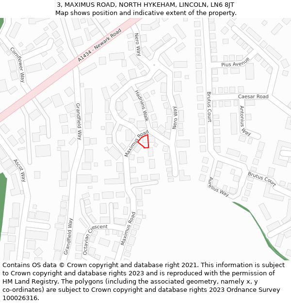 3, MAXIMUS ROAD, NORTH HYKEHAM, LINCOLN, LN6 8JT: Location map and indicative extent of plot