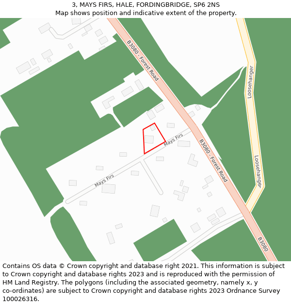 3, MAYS FIRS, HALE, FORDINGBRIDGE, SP6 2NS: Location map and indicative extent of plot