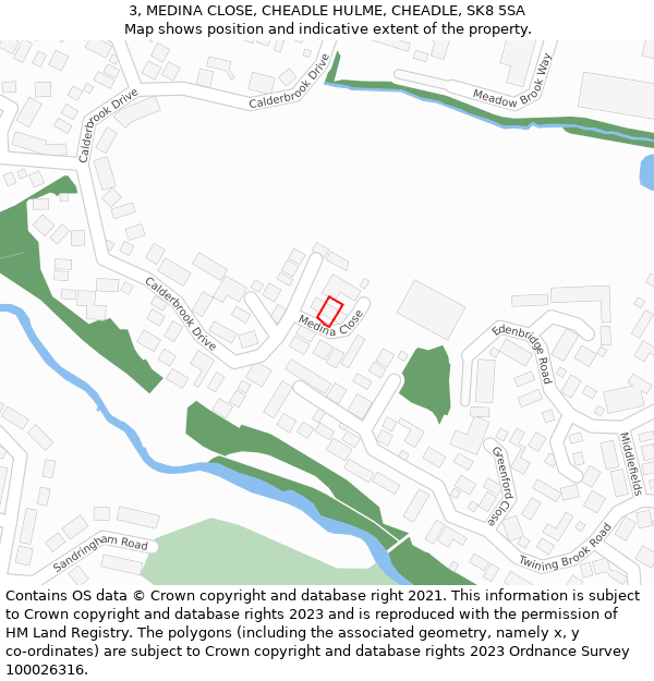 3, MEDINA CLOSE, CHEADLE HULME, CHEADLE, SK8 5SA: Location map and indicative extent of plot