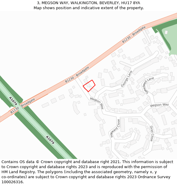 3, MEGSON WAY, WALKINGTON, BEVERLEY, HU17 8YA: Location map and indicative extent of plot