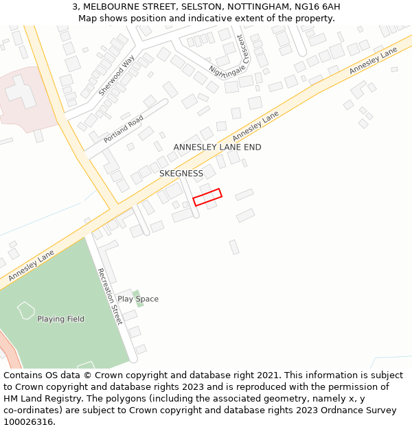 3, MELBOURNE STREET, SELSTON, NOTTINGHAM, NG16 6AH: Location map and indicative extent of plot