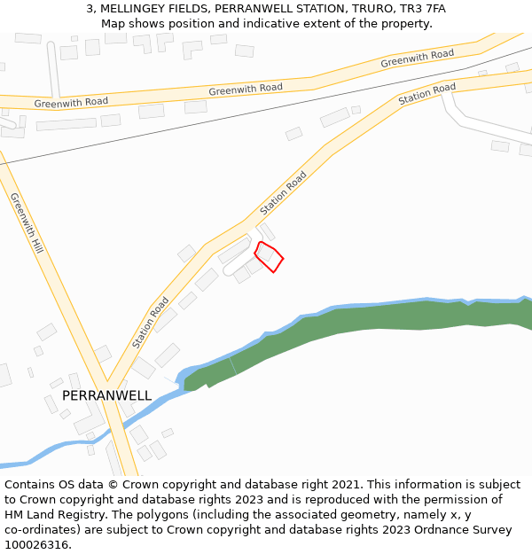 3, MELLINGEY FIELDS, PERRANWELL STATION, TRURO, TR3 7FA: Location map and indicative extent of plot